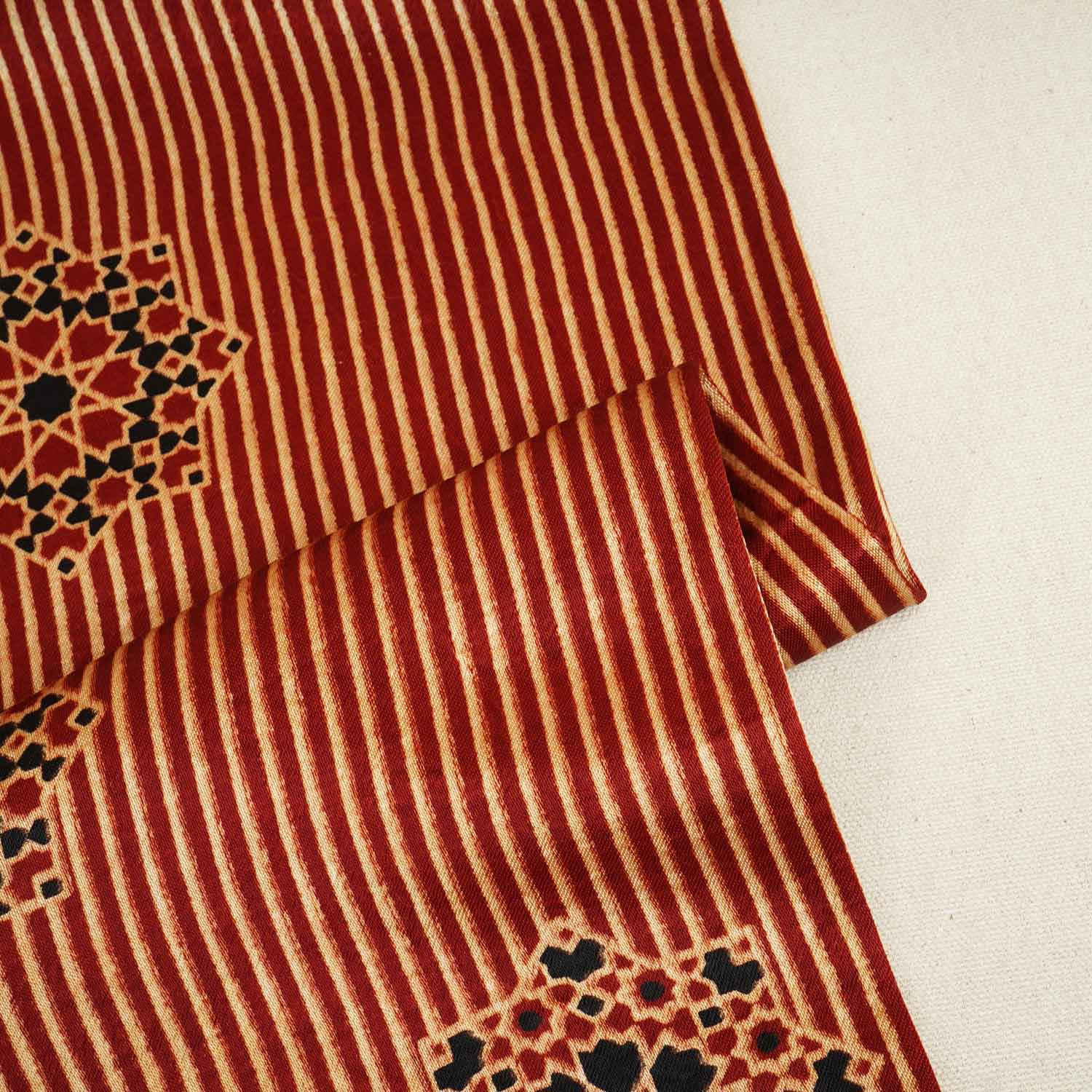 Red Floral Print Mashru Silk Fabric EEG-28370 - TradeUNO