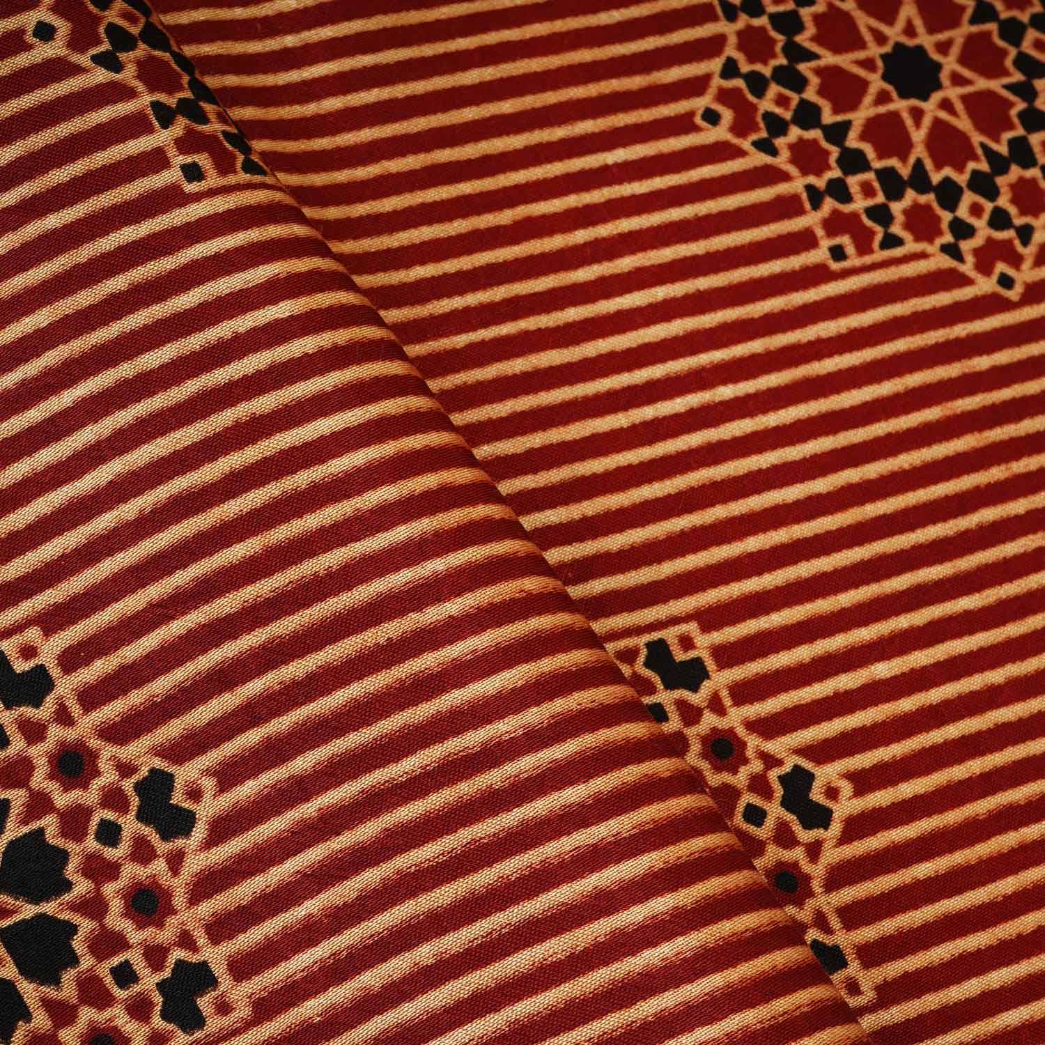 Red Floral Print Mashru Silk Fabric EEG-28370 - TradeUNO