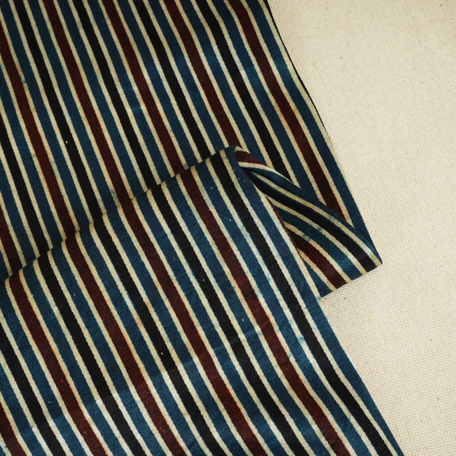 Teal Blue With Multicolour Strips Mashru Silk Fabric EEG-28372 - TradeUNO