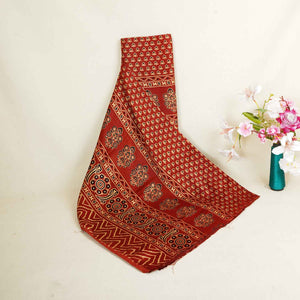 Red Ajrakh Print Mashru Silk Fabric EEG-28373 - TradeUNO