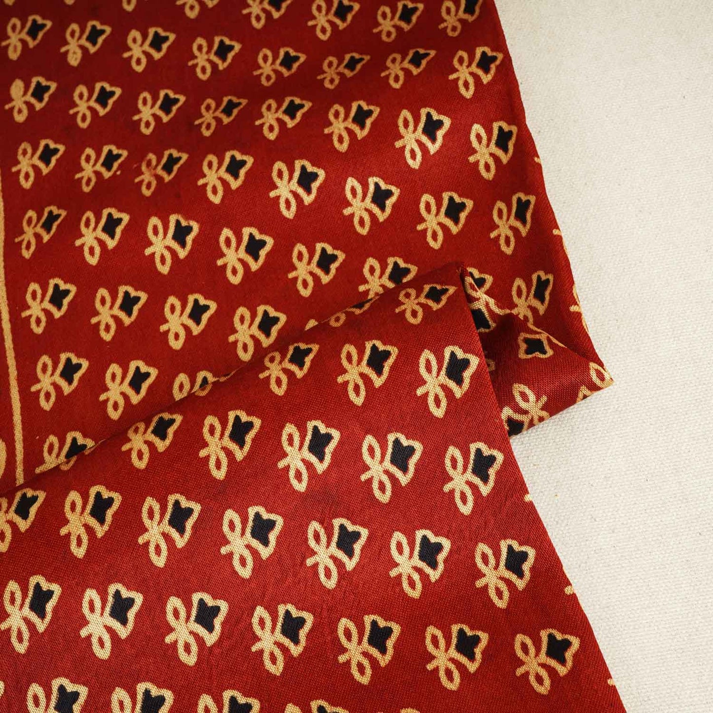 Red Ajrakh Print Mashru Silk Fabric EEG-28373