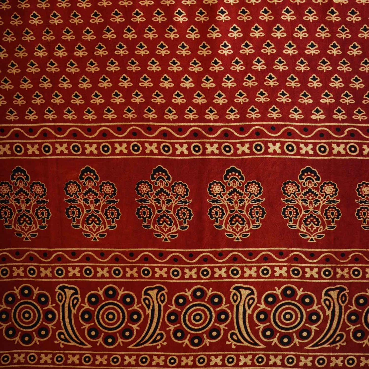 Red Ajrakh Print Mashru Silk Fabric EEG-28373