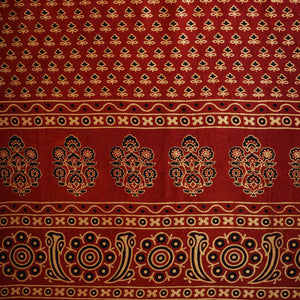 Red Ajrakh Print Mashru Silk Fabric EEG-28373 - TradeUNO