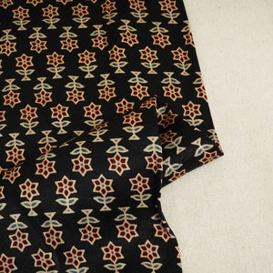 Black Floral Print Mashru Silk Fabric EEG-28376 - TradeUNO
