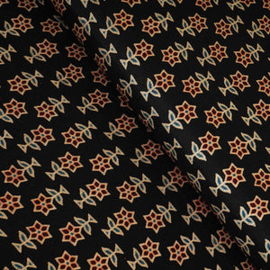 Black Floral Print Mashru Silk Fabric EEG-28376 - TradeUNO
