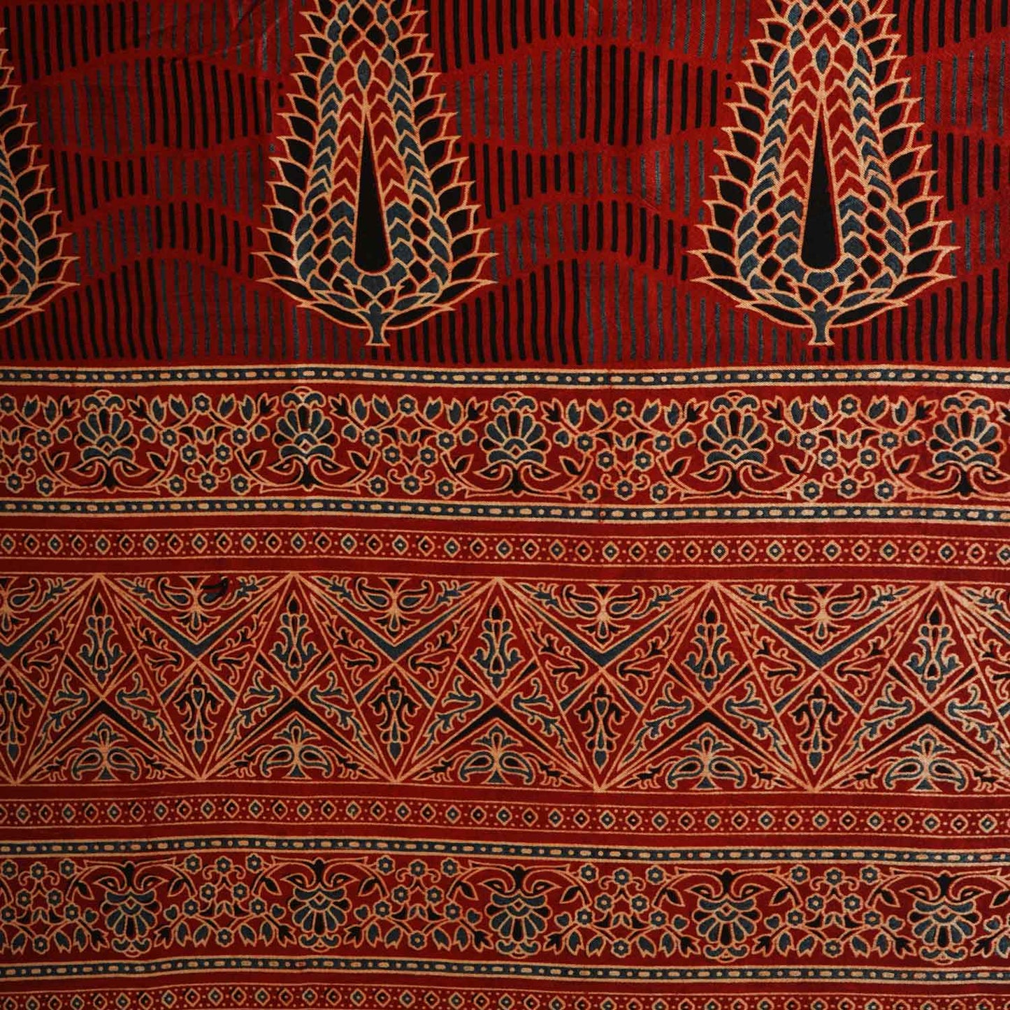 Red Ajrakh Print Mashru Silk Fabric EEG-28377