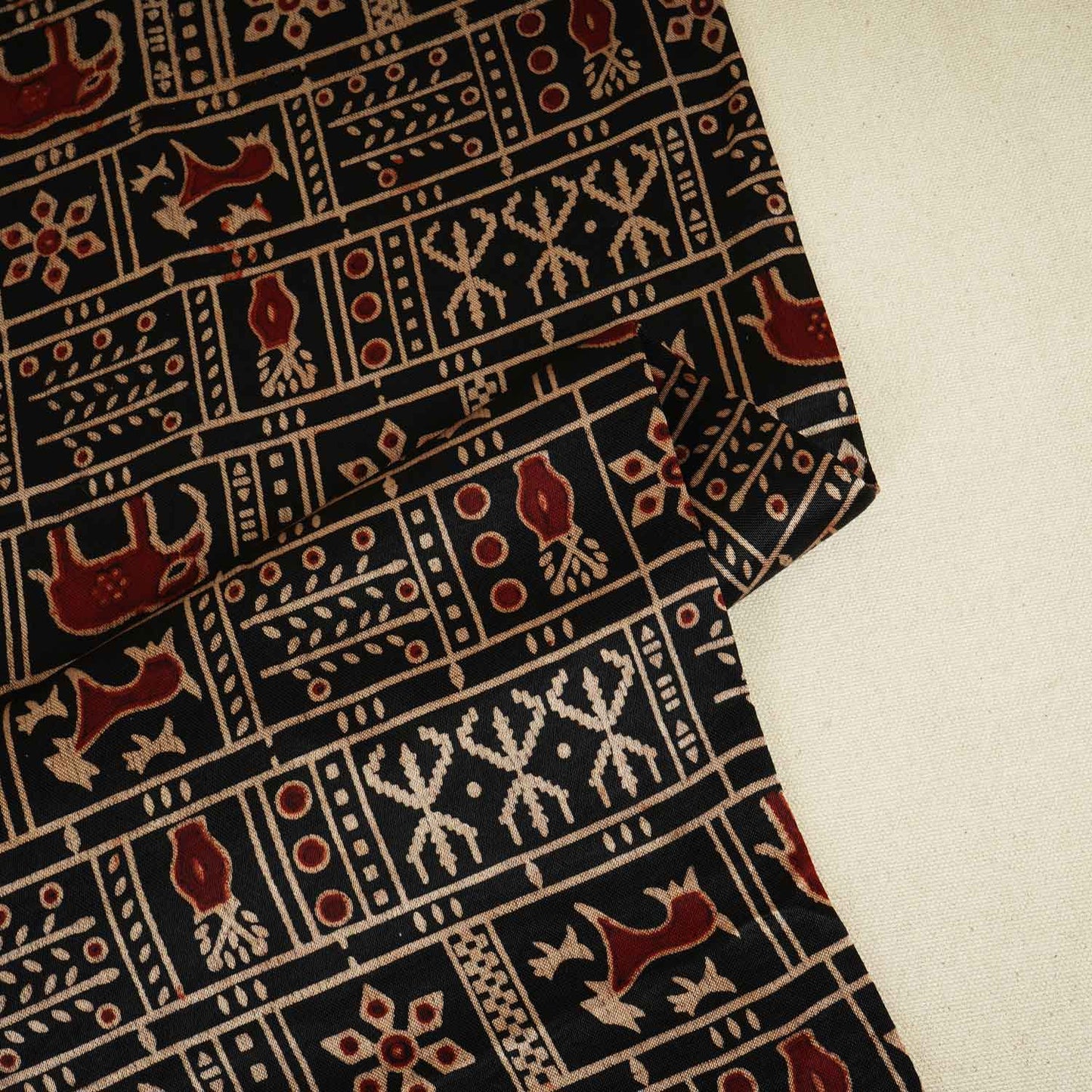 Black Ajrakh Print Mashru Silk Fabric EEG-28378