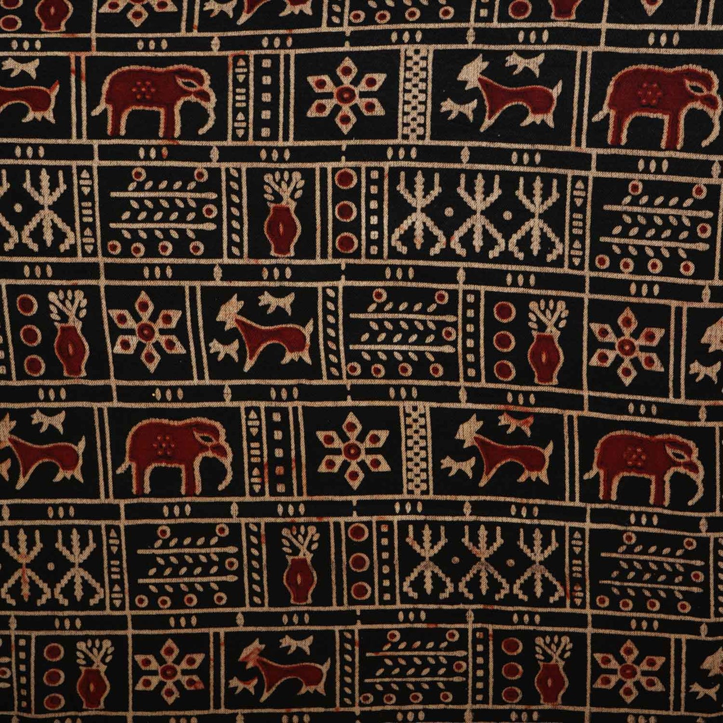 Black Ajrakh Print Mashru Silk Fabric EEG-28378