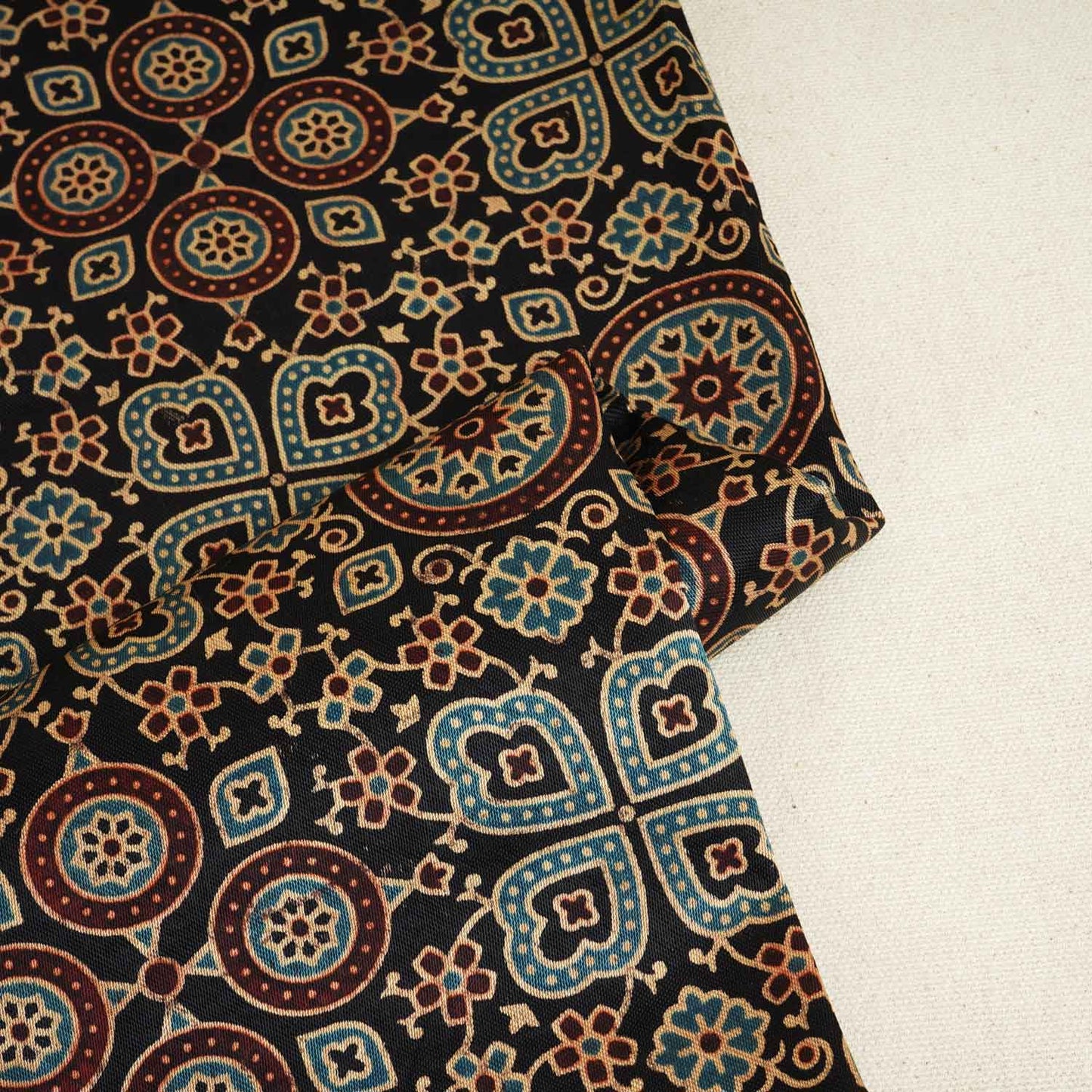 Black Ajrakh Print Mashru Silk Fabric EEG-28379