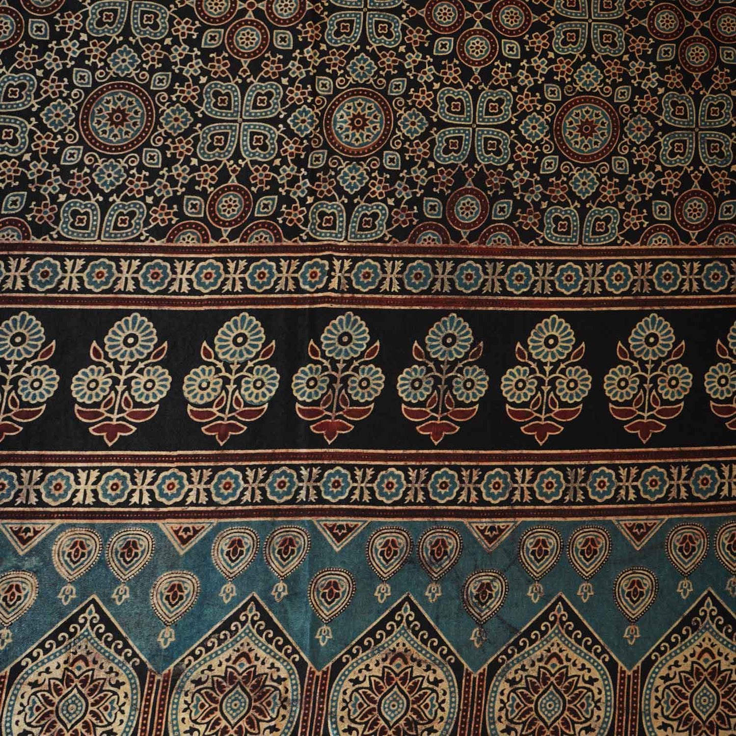 Black Ajrakh Print Mashru Silk Fabric EEG-28379