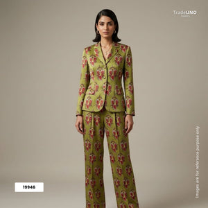 Green Traditional Print Modal Satin Fabric 19946 - TradeUNO