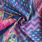 Blue Floral Print Chanderi Silk Fabric