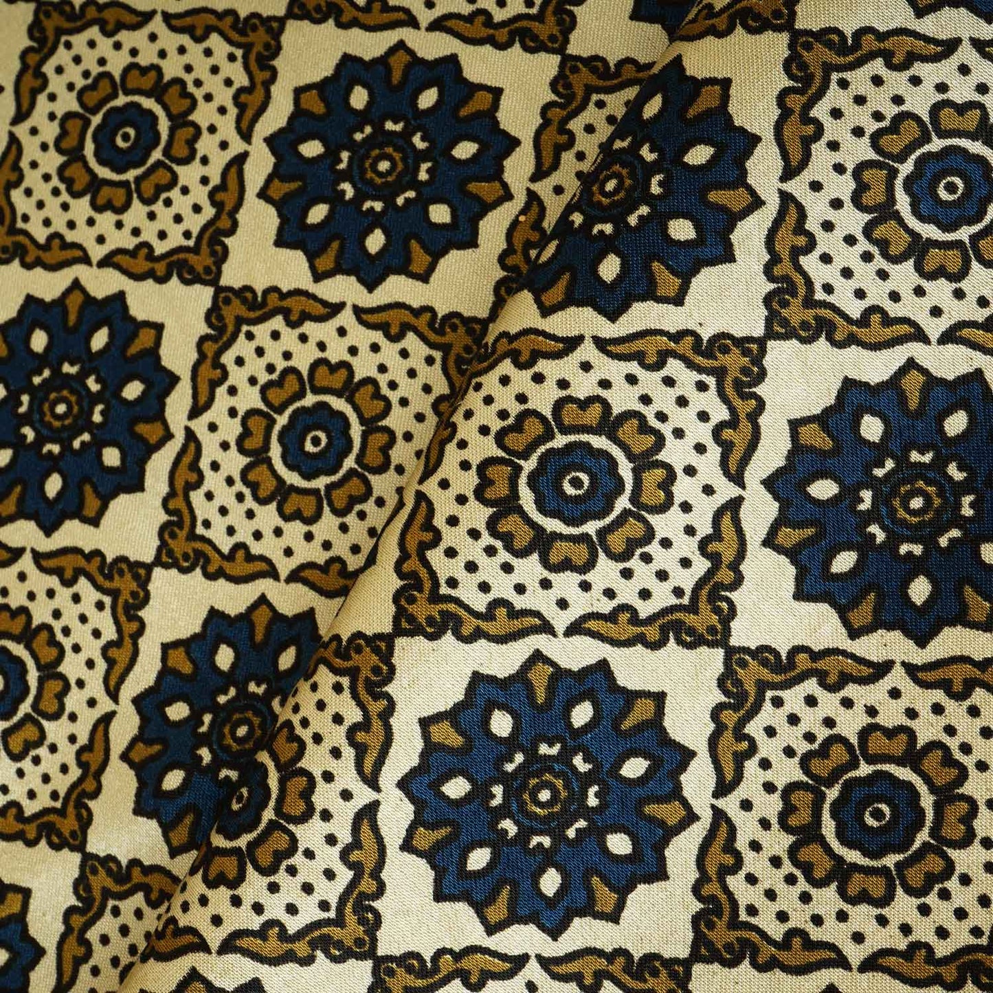 Peach Ajrakh Print Mashru Silk Fabric EEG-28382