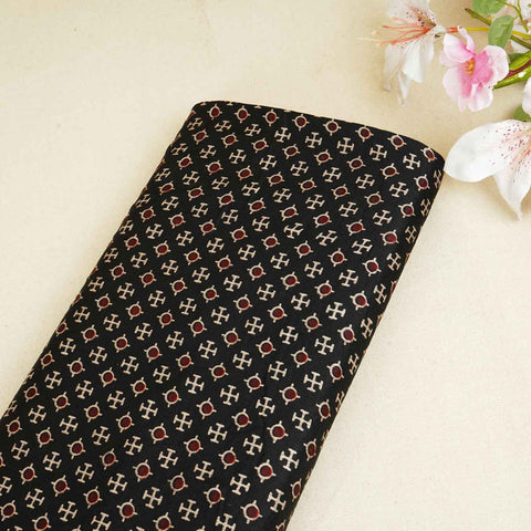 Black Floral Print Mashru Silk Fabric EEG-28383