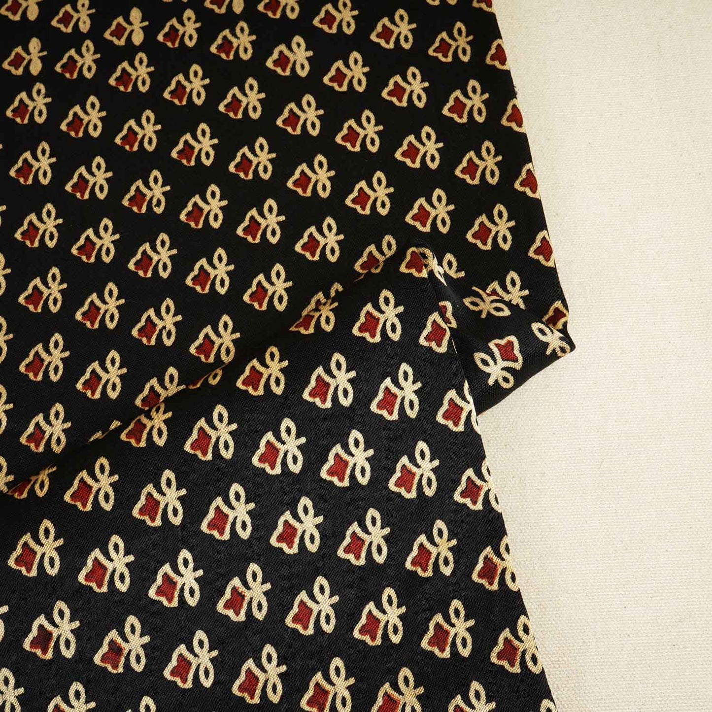 Black Ajrakh Print Mashru Silk Fabric EEG-28384
