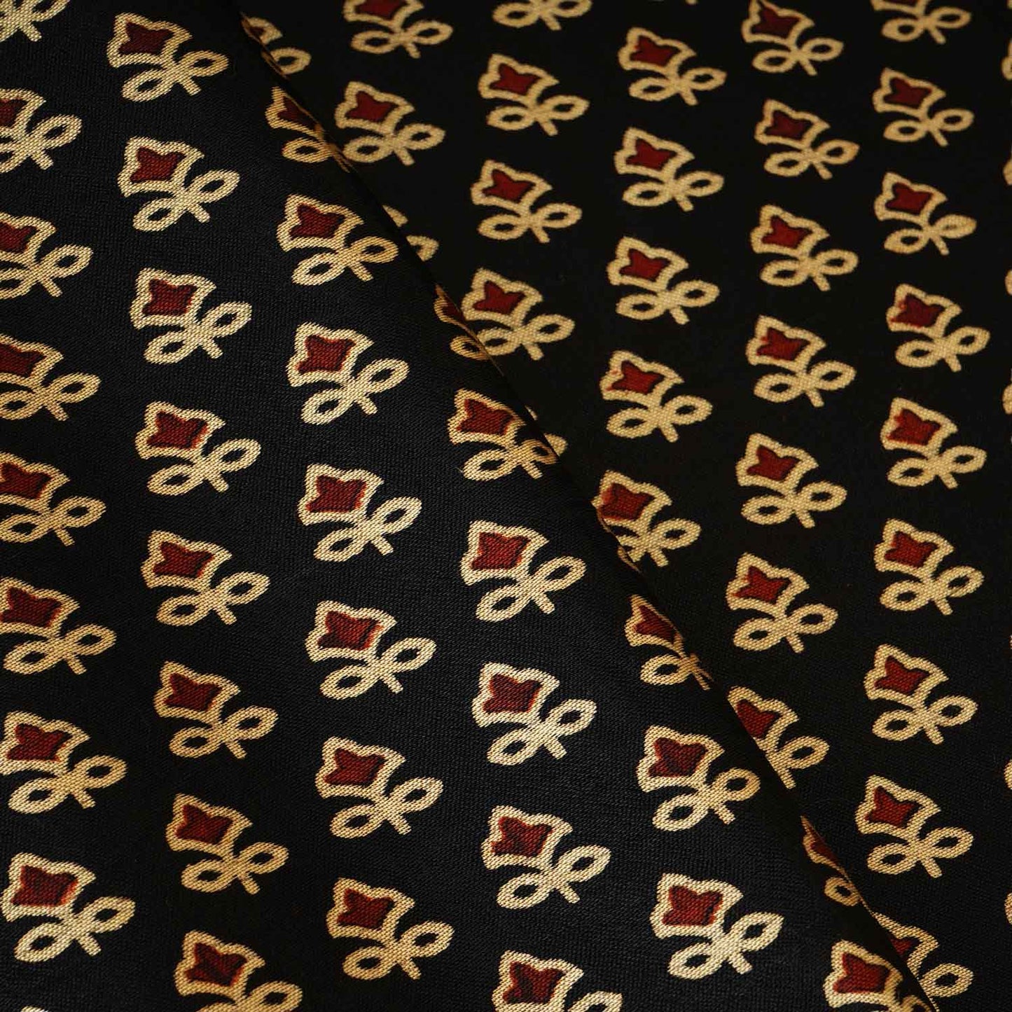 Black Ajrakh Print Mashru Silk Fabric EEG-28384
