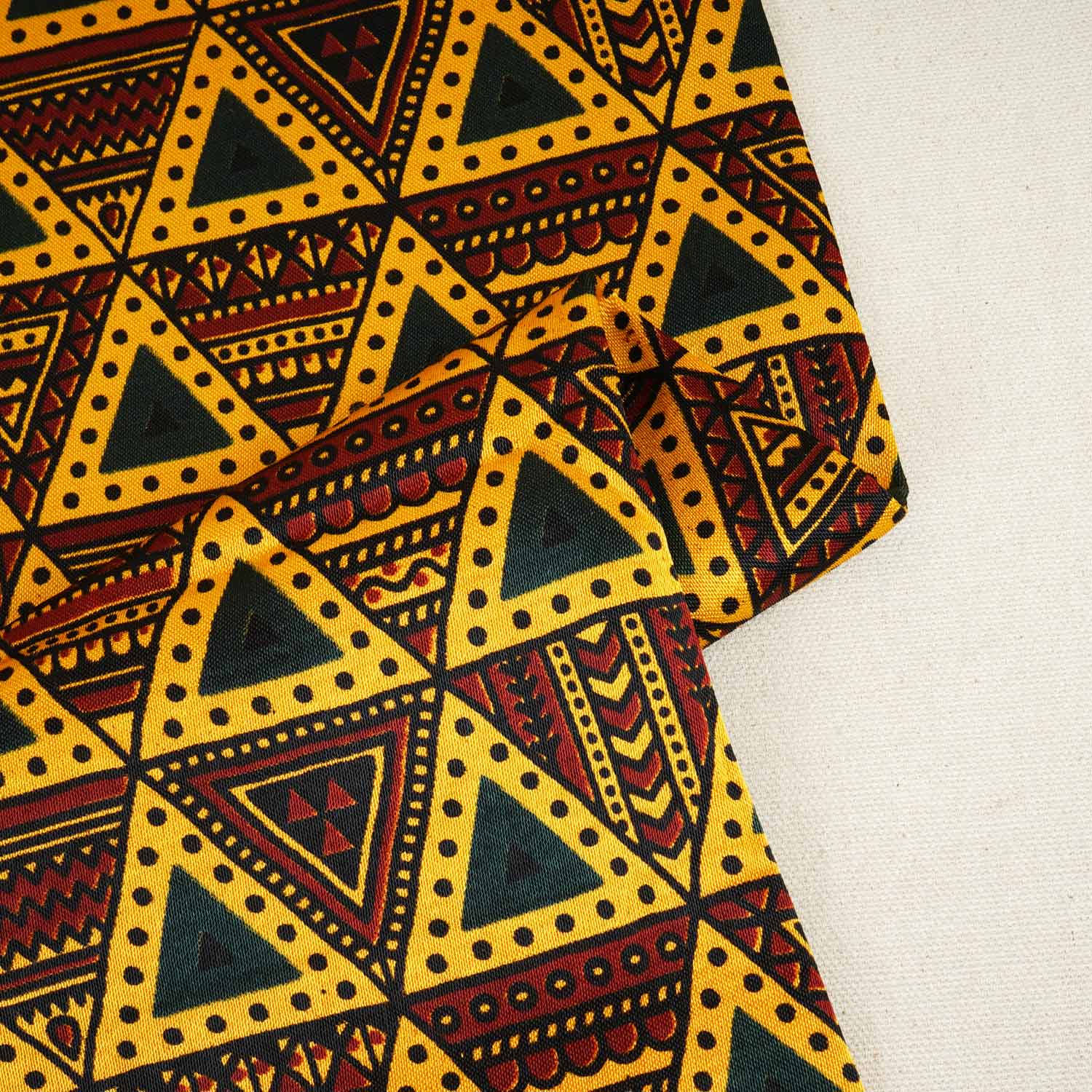 Yellow Geometrical Print Mashru Silk Fabric EEG-28388 - TradeUNO