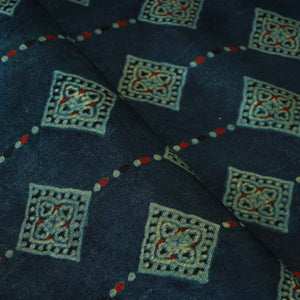 Teal Blue Floral Print Mashru Silk Fabric EEG-28389 - TradeUNO