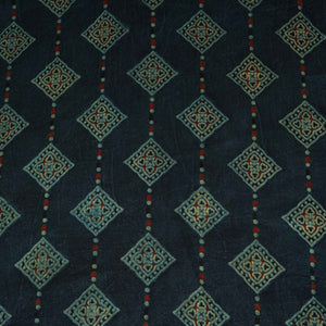 Teal Blue Floral Print Mashru Silk Fabric EEG-28389 - TradeUNO