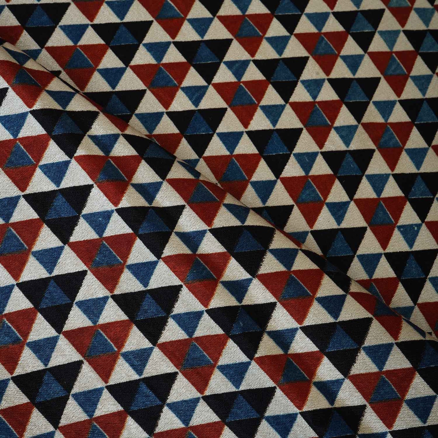 Cream Geometrical Print Mashru Silk Fabric EEG-28391 - TradeUNO