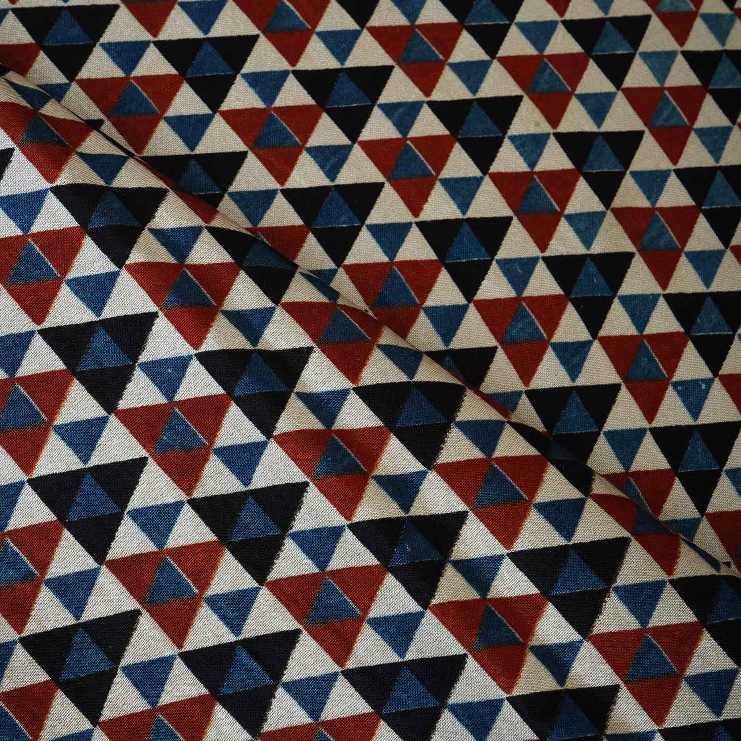 Cream Geometrical Print Mashru Silk Fabric EEG-28391 - TradeUNO