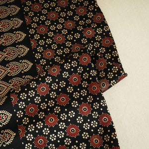 Black Ajrakh Print Mashru Silk Fabric EEG-28394 - TradeUNO