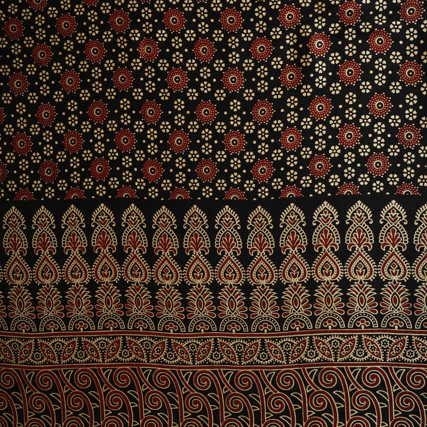 Black Ajrakh Print Mashru Silk Fabric EEG-28394