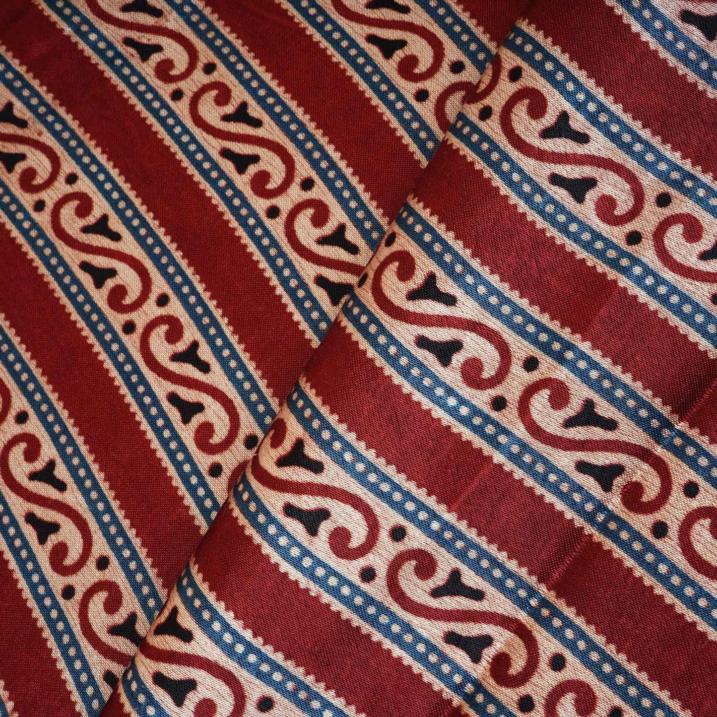 Red Ajrakh Print Mashru Silk Fabric EEG-28395