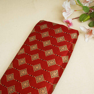 Red Floral Print Mashru Silk Fabric EEG-28396 - TradeUNO