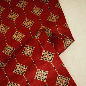 Red Floral Print Mashru Silk Fabric EEG-28396 - TradeUNO