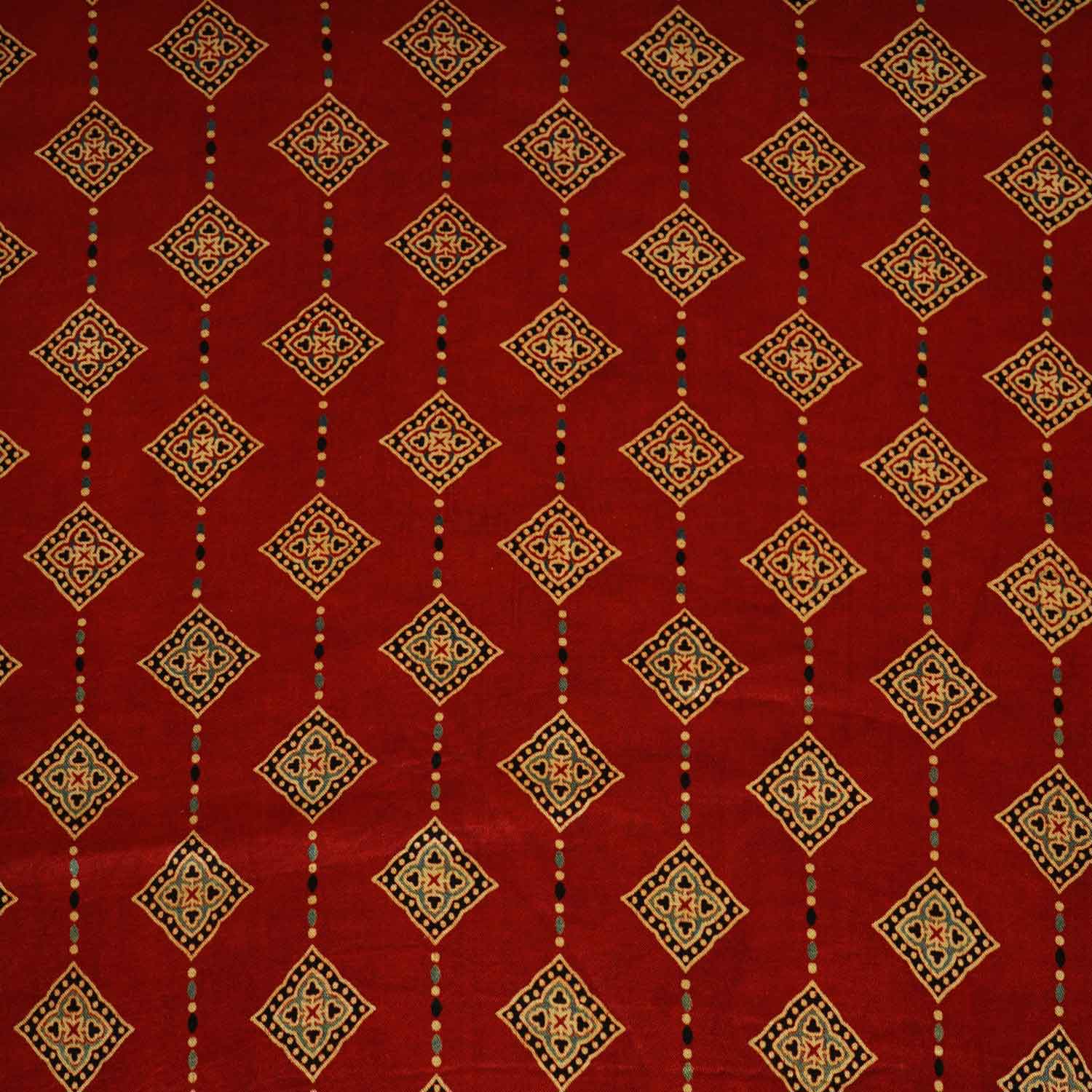 Red Floral Print Mashru Silk Fabric EEG-28396 - TradeUNO