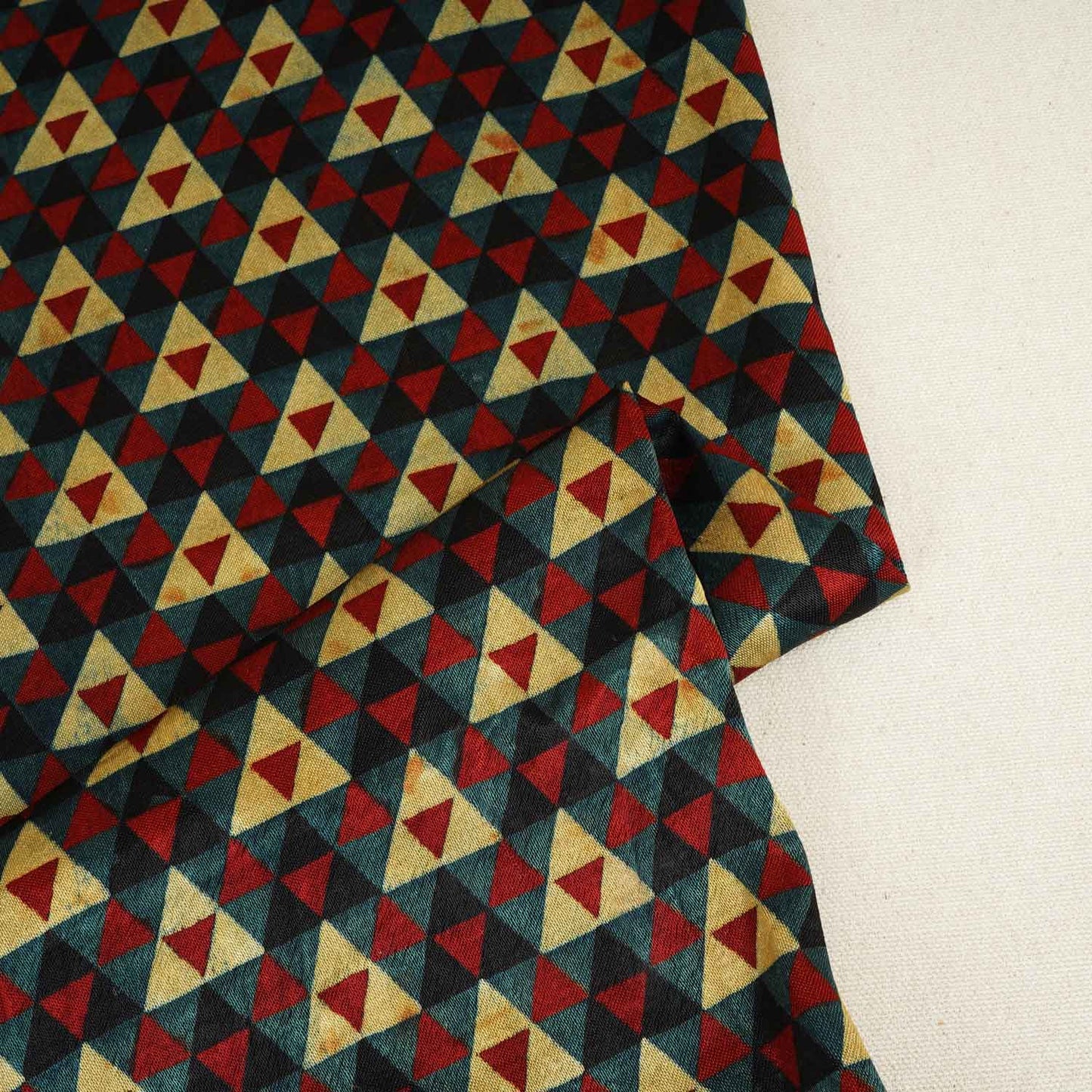 Teal Blue Geometrical Print Mashru Silk Fabric EEG-28397