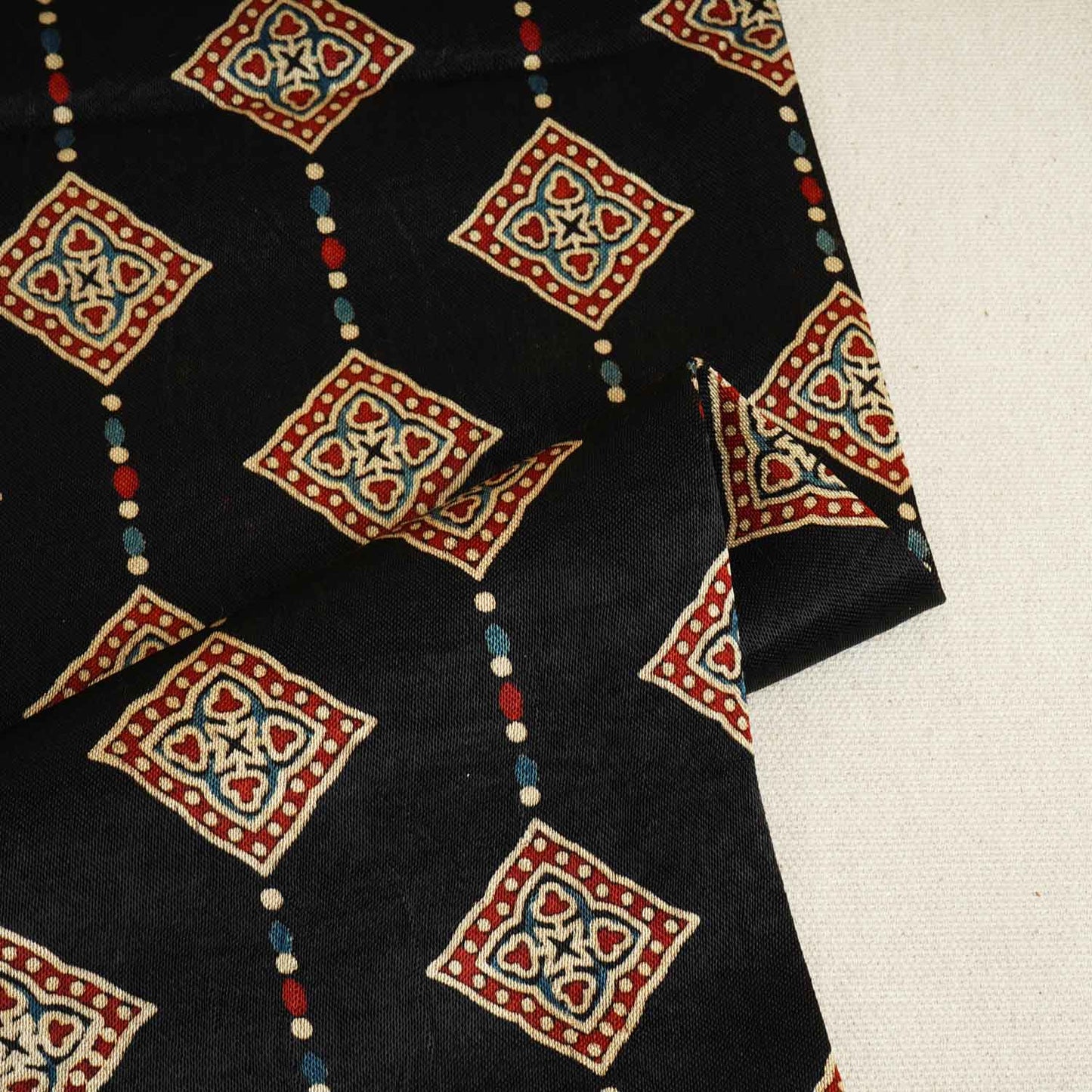 Black Floral Print Mashru Silk Fabric EEG-28398