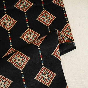 Black Floral Print Mashru Silk Fabric EEG-28398 - TradeUNO