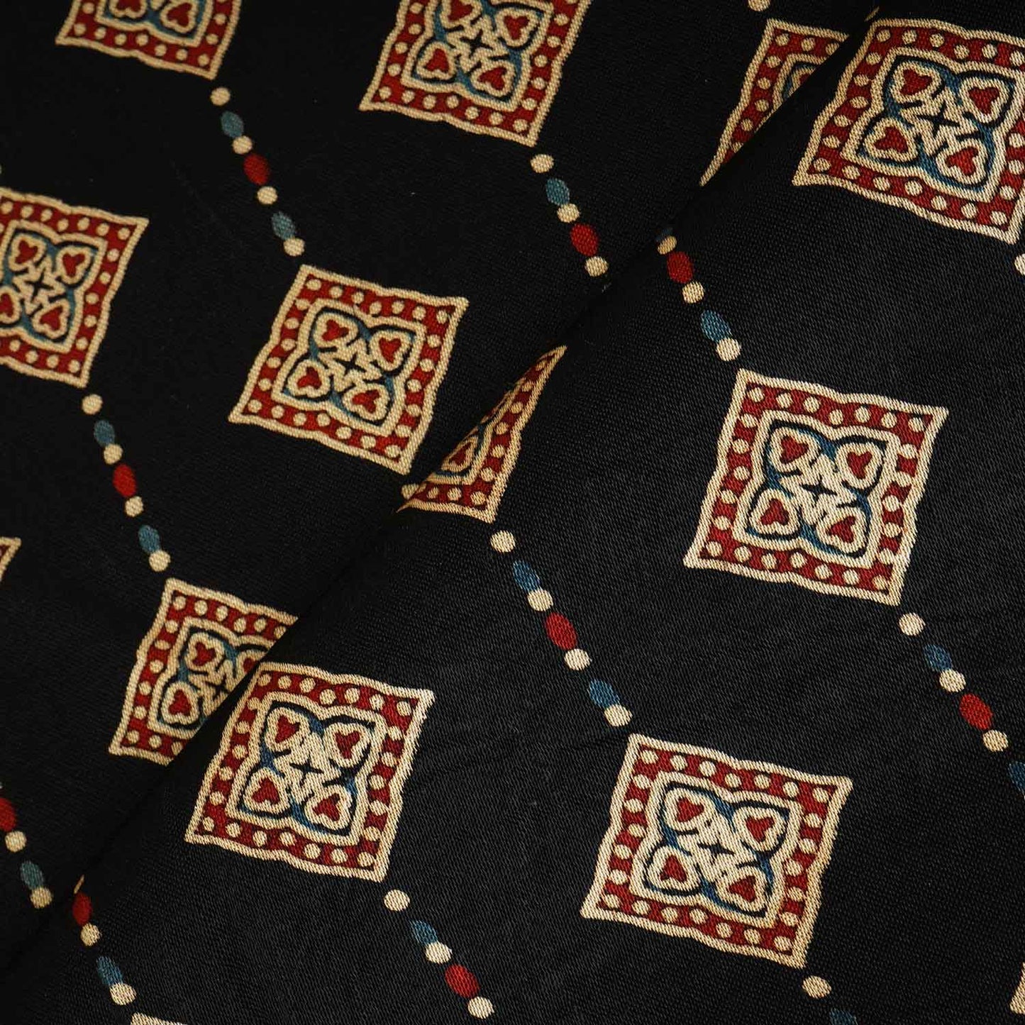 Black Floral Print Mashru Silk Fabric EEG-28398