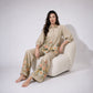 Khaki Floral Thread Embroidery Cotton Lawn Coord Set SM-31937