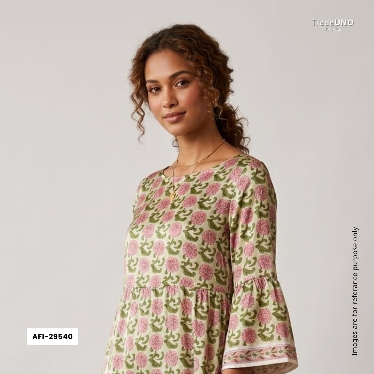 Olive Green Floral print Modal Satin Fabric AFI-29540