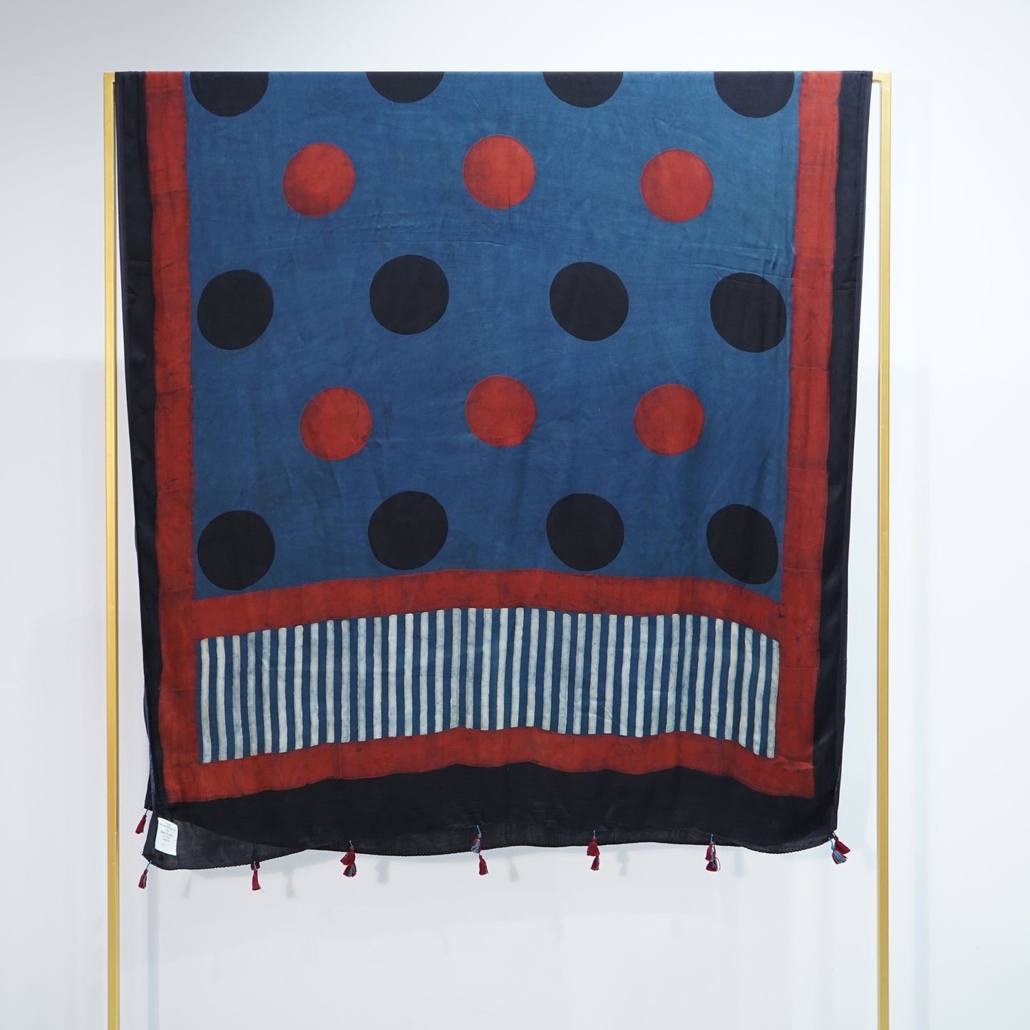 Blue with Red Polka Dot print Modal Silk Kaftan EEG-31632
