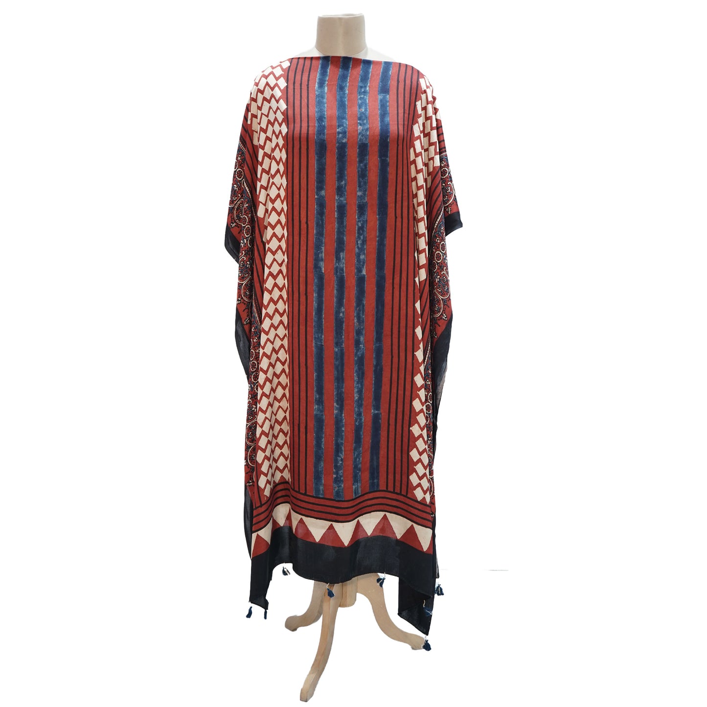 Red Ajrakh print Modal Silk Kaftan EEG-31616