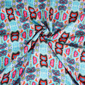 Sky Blue Abstract Print Rayon fabric TU-4099 - TradeUNO
