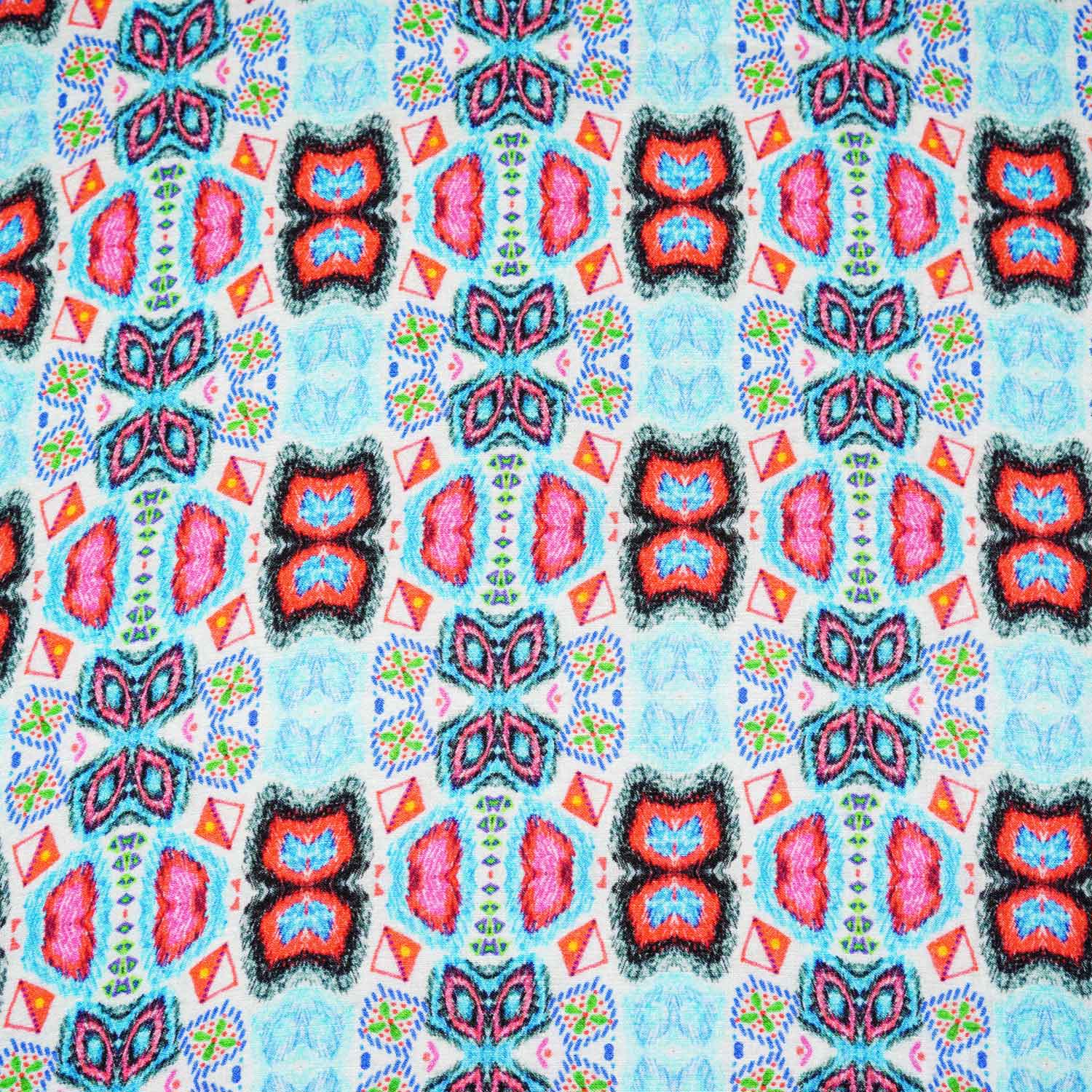 Sky Blue Abstract Print Rayon fabric TU-4099 - TradeUNO