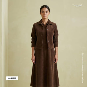 Brown Solid Corduroy Fabric EI-27973 - TradeUNO