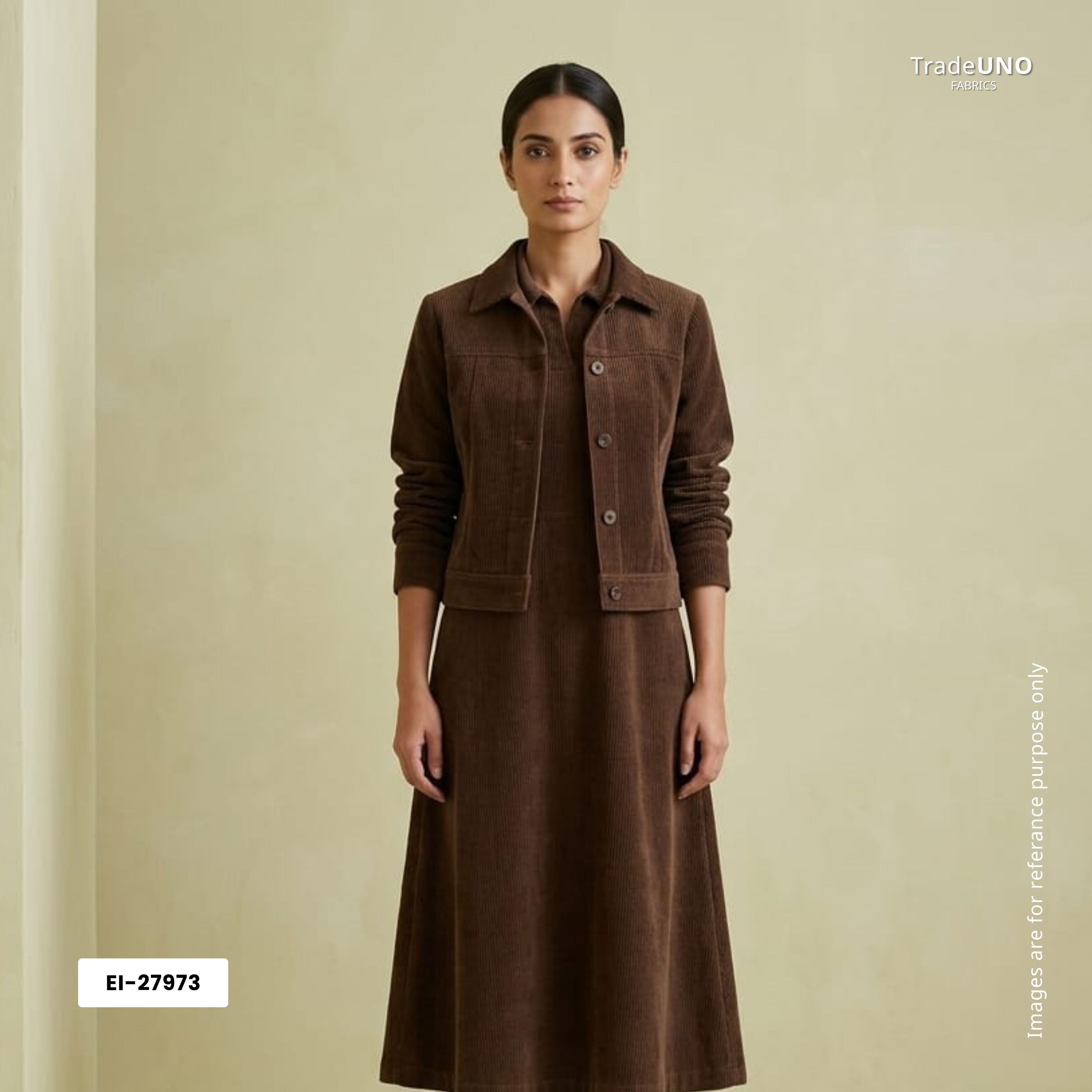 Brown Solid Corduroy Fabric EI-27973 - TradeUNO