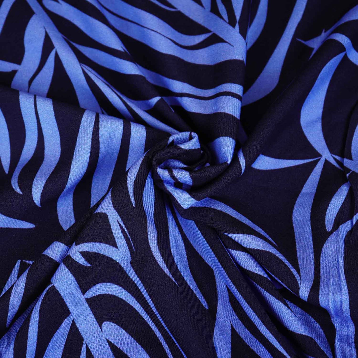 Blue And Black Floral print Rayon fabric TU-4193