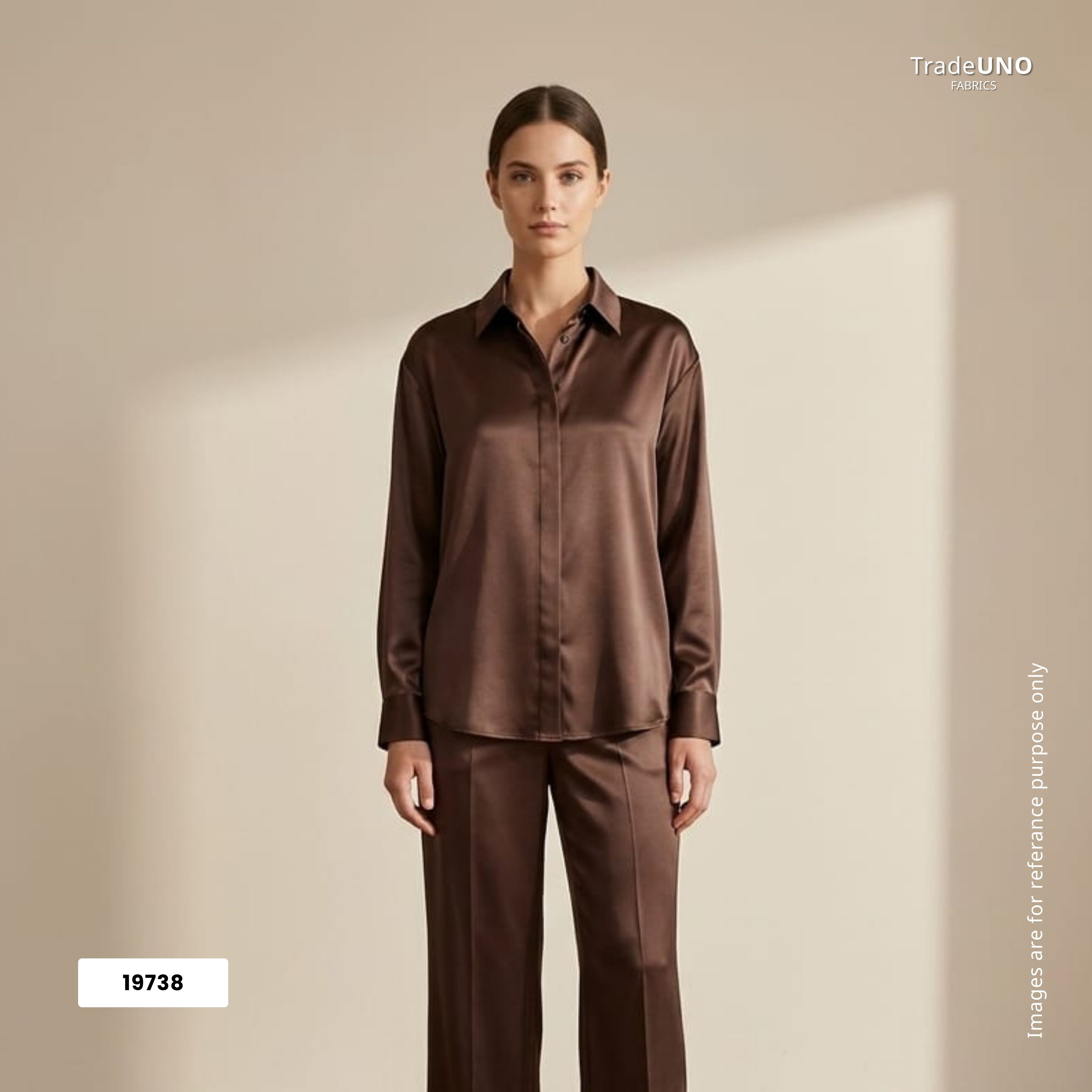 Brown Solid Natural Crepe Fabric 19738 - TradeUNO