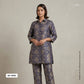 Navy Blue Silver Jaal Brocade Fabric NH-28914
