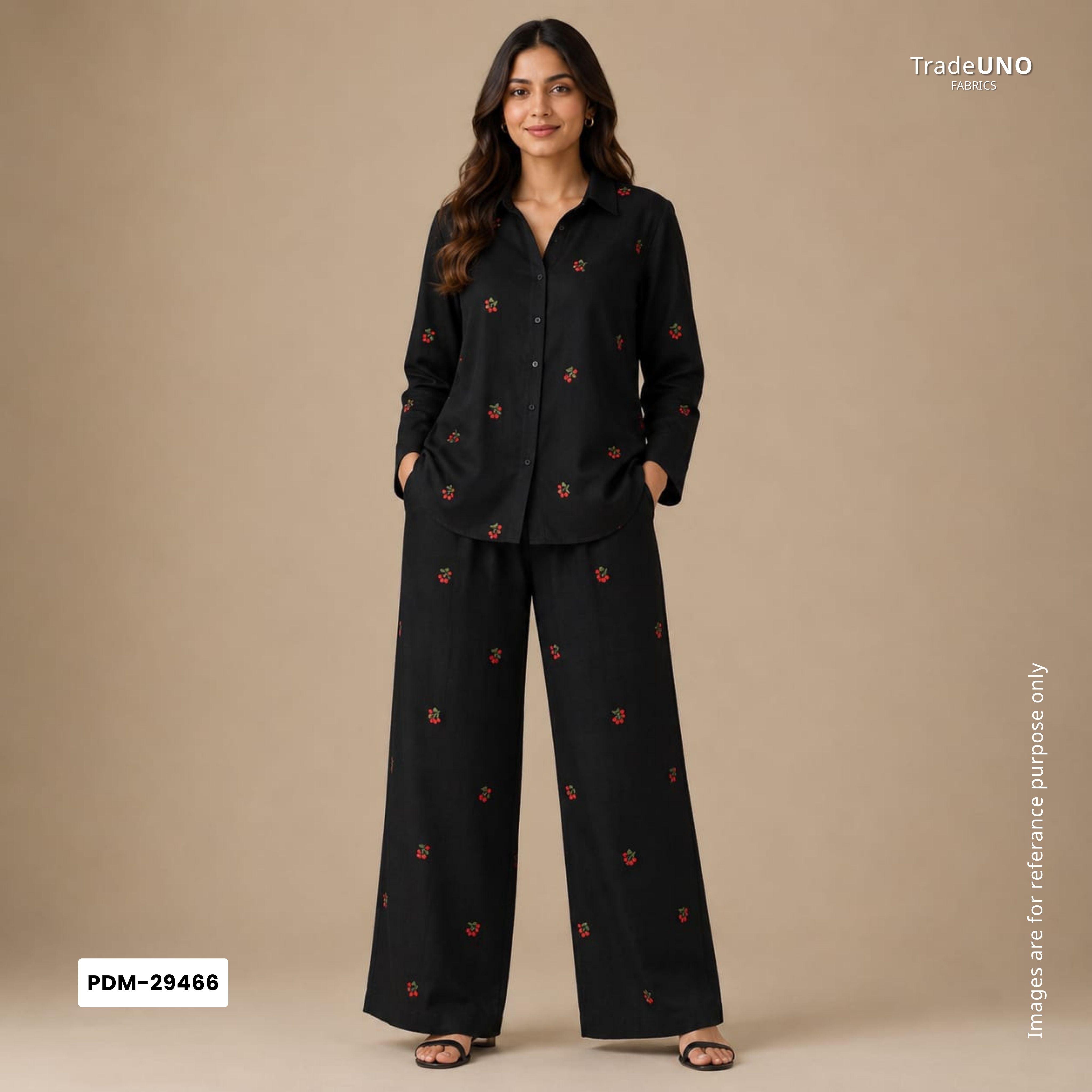Black Hand embroidery Double Cotton PDM-29466 - TradeUNO