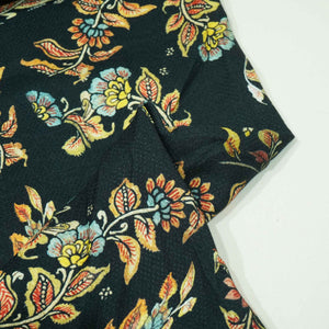 Black Floral Printed Viscose Fabric TU 4440