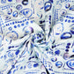 White & Blue Abstract Print Viscose Rayon fabric TU-4484