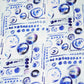 White & Blue Abstract Print Viscose Rayon fabric TU-4484